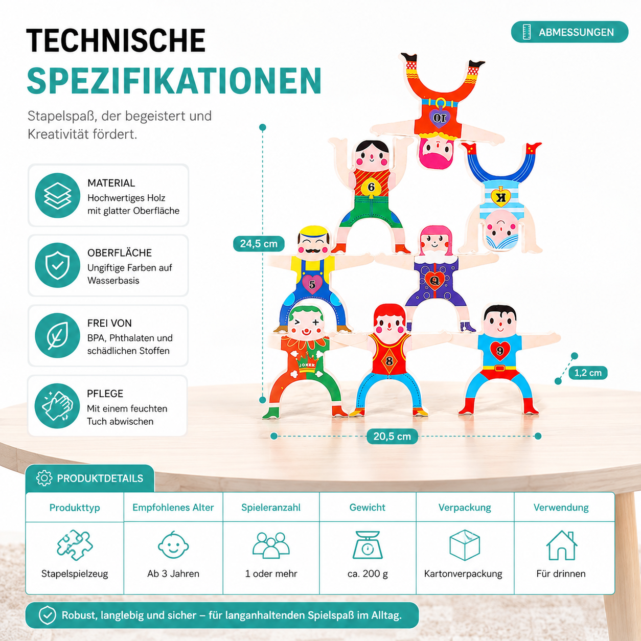 Montessori Stapelspaß – Balance-Bauklötze für Kinder