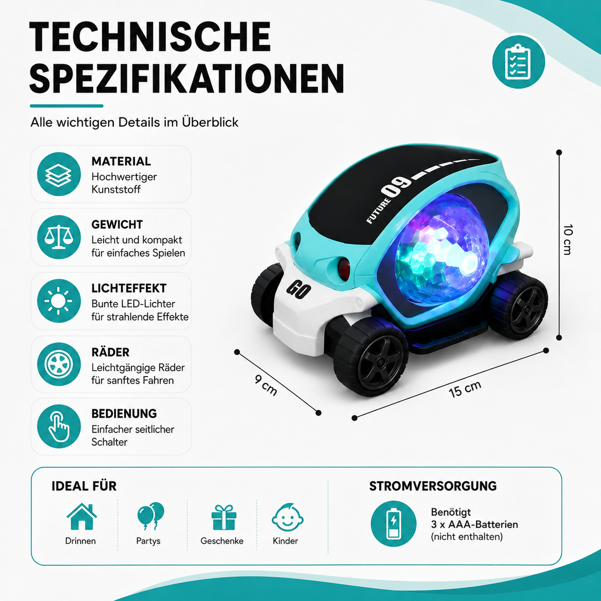 Leuchtende Krabbel-Schnecke mit Musik & Licht für Babys