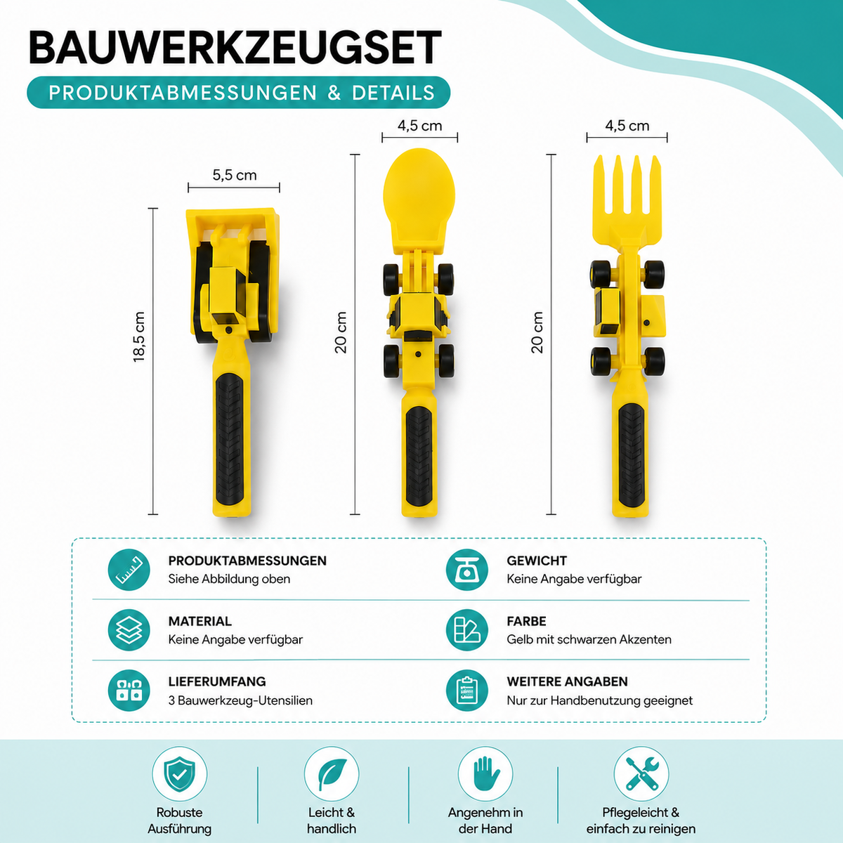 Bauwerkzeug-Besteckset für Kinder – Spielerisch essen lernen