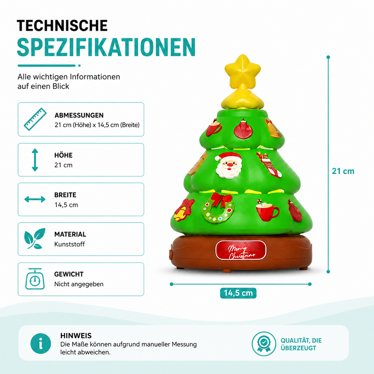 Magische Weihnachtsbaum Musikbox mit Seifenblasen & Licht