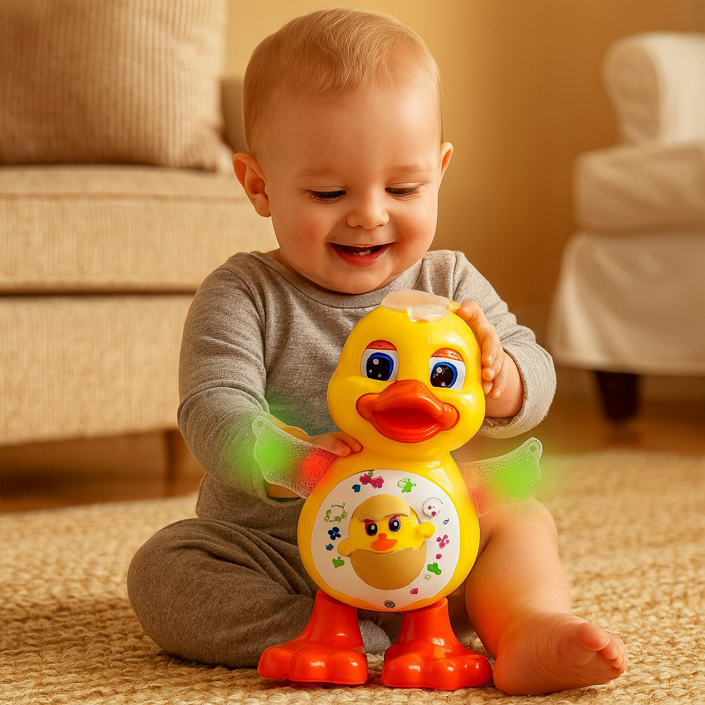 Lustige Tanzente mit Musik und blinkenden Lichtern