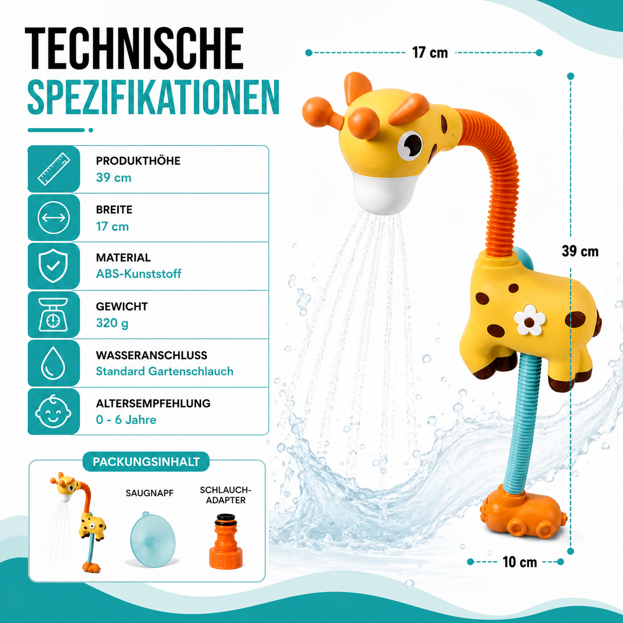 Giraffen-Sprinkler – 360° Wasserspaß für Kinder & Babys