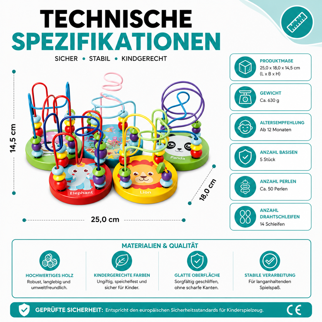 Baby Motorikspielzeug aus Holz – Montessori Lernspiel