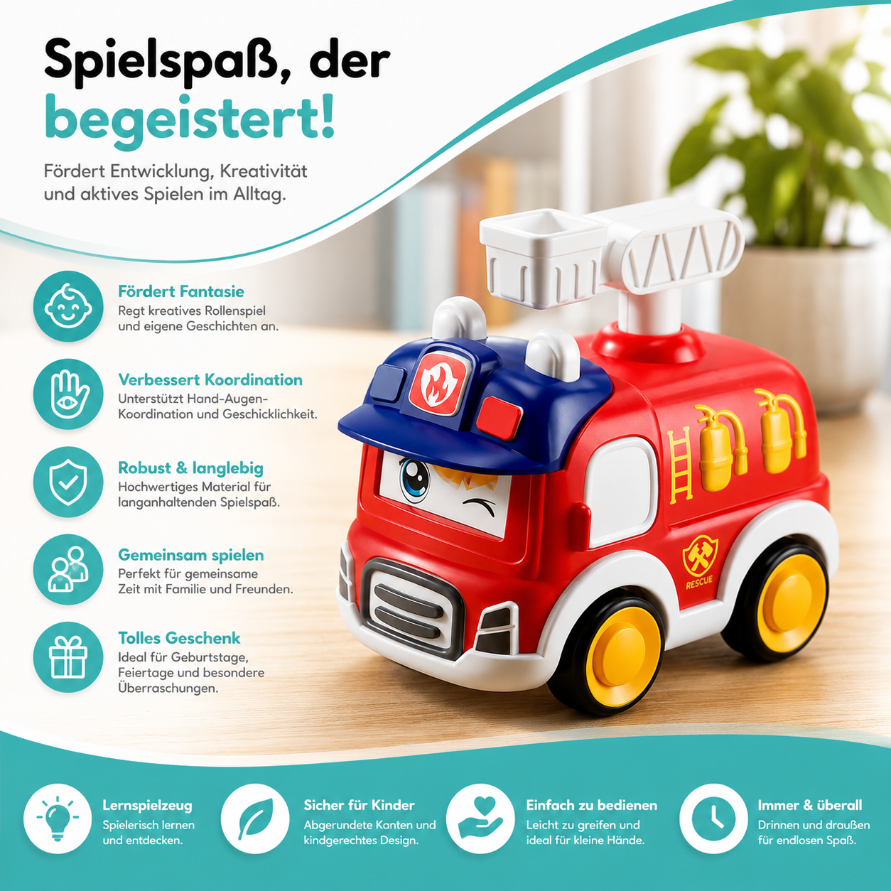 Drücken & Gehen Einsatzfahrzeuge – Lustige Autos für Kleinkinder