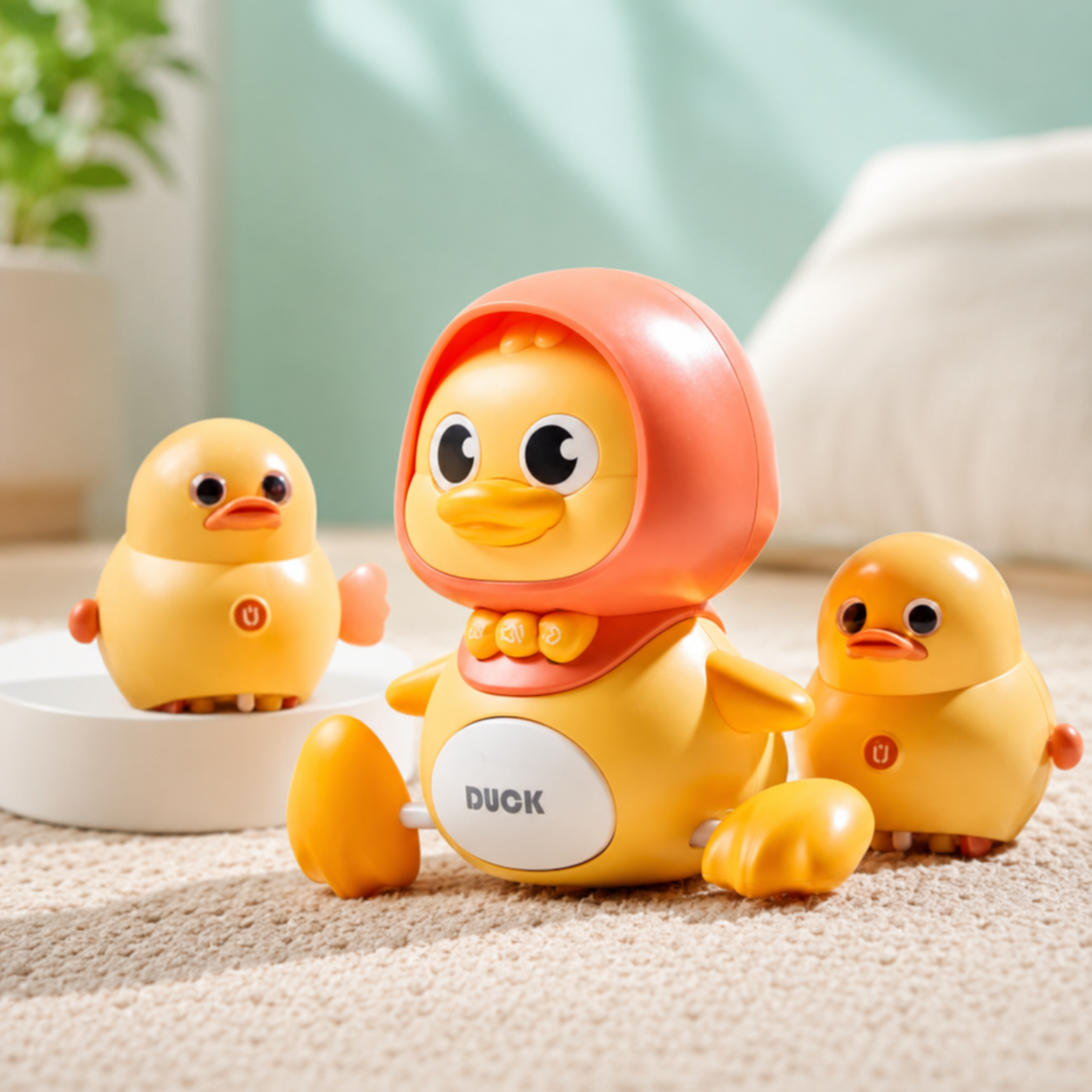 Musikalisches Entenspielzeug für Kinder mit Licht und Bewegung Mutter Ente+2 Baby-Ente