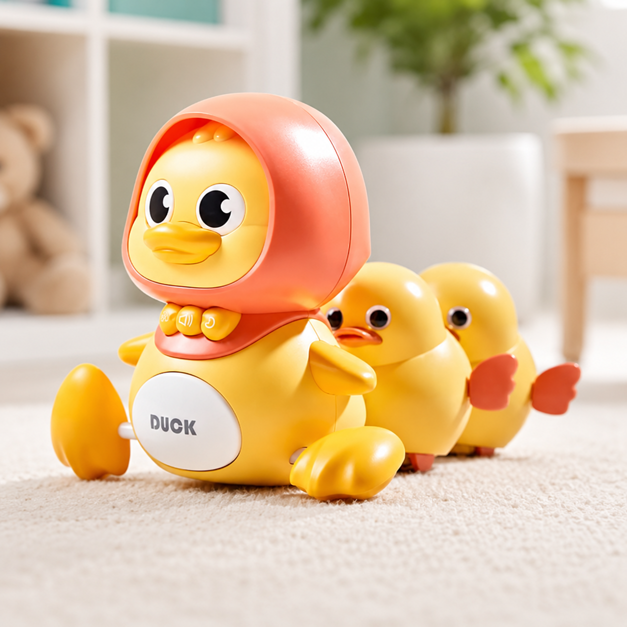 Musikalisches Entenspielzeug für Kinder mit Licht und Bewegung Mutter Ente+3 Baby-Ente