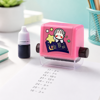 Rollenstempel für Matheübungen für Kinder Rosa-Subtraktion