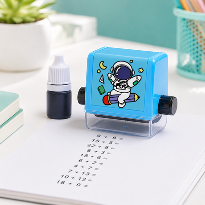 Rollenstempel für Matheübungen für Kinder Blau-Zusatz