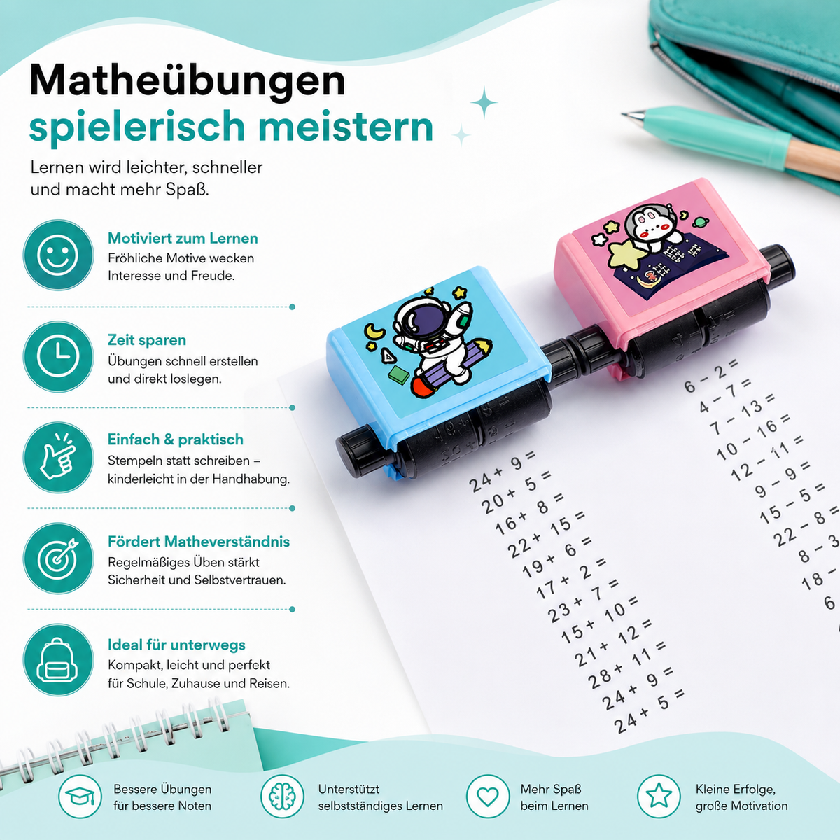 Rollenstempel für Matheübungen für Kinder