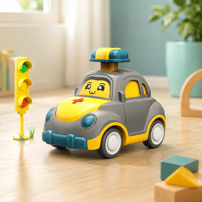 Drücken & Gehen Auto Spielzeug – Lern und Spielset Fahrzeuge Polizei Auto