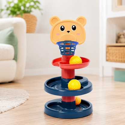 Bunter Rollenball Turm für Kinder 3 Schichten+3 Bälle (Höhe 25cm)