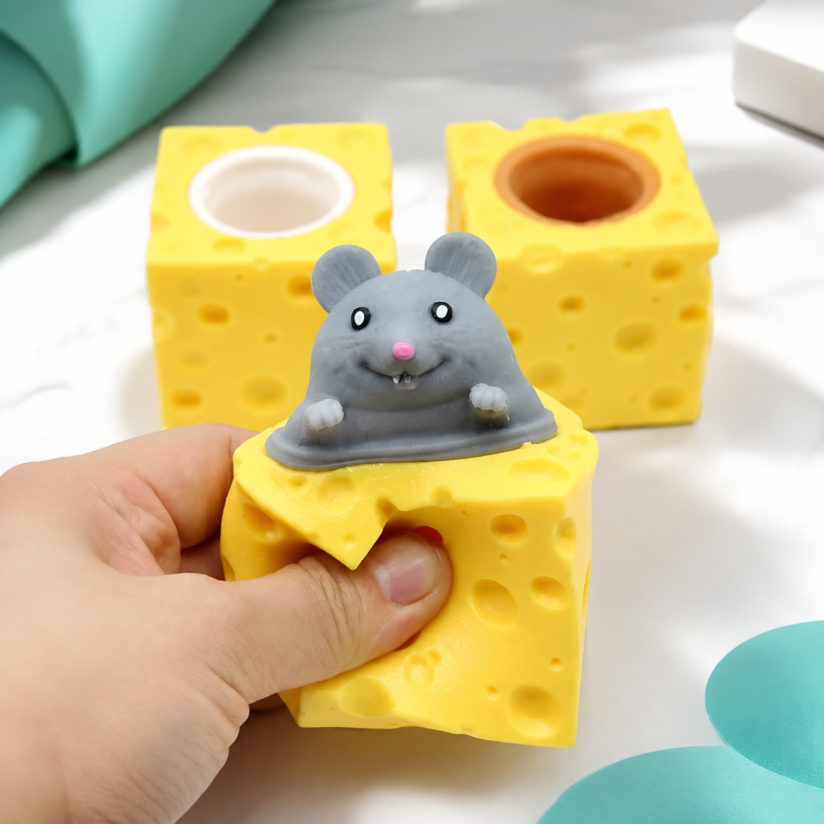 Lustig Maus & Käse Stress Spielzeug– Spiel, Spaß & Entspannung Grau