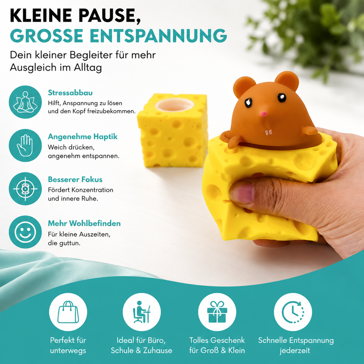 Lustig Maus & Käse Stress Spielzeug– Spiel, Spaß & Entspannung
