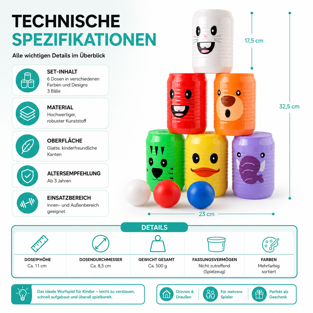 Interaktives Tier-Bowling Spiel für Kinder & Familie