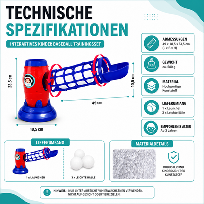 Interaktives Kinder Baseball Trainingsset mit Auto-Launcher