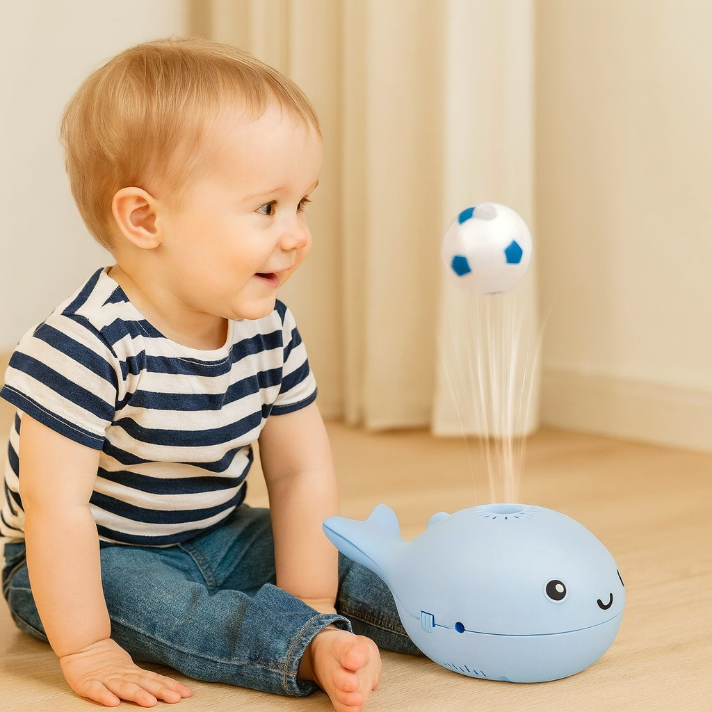 Elektrisches Walspielzeug mit schwimmendem Ball und Doppellüfterfunktion