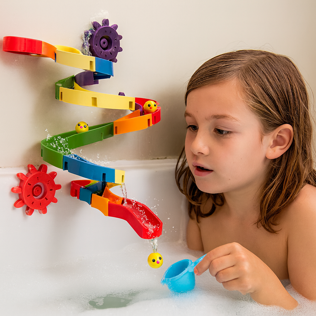 Bunte Badespaß-Rutsche - fröhliche & lernreiche Badezeit