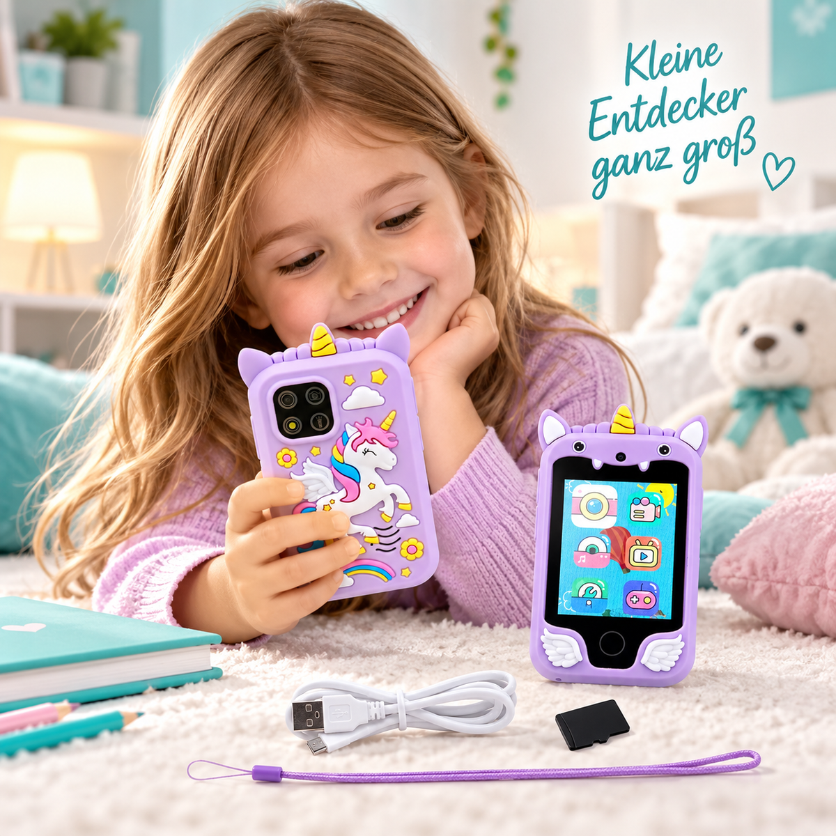 Magisches Unicorn Kinder-Smartphone – Kamera, Spiele & MP3 Spaß