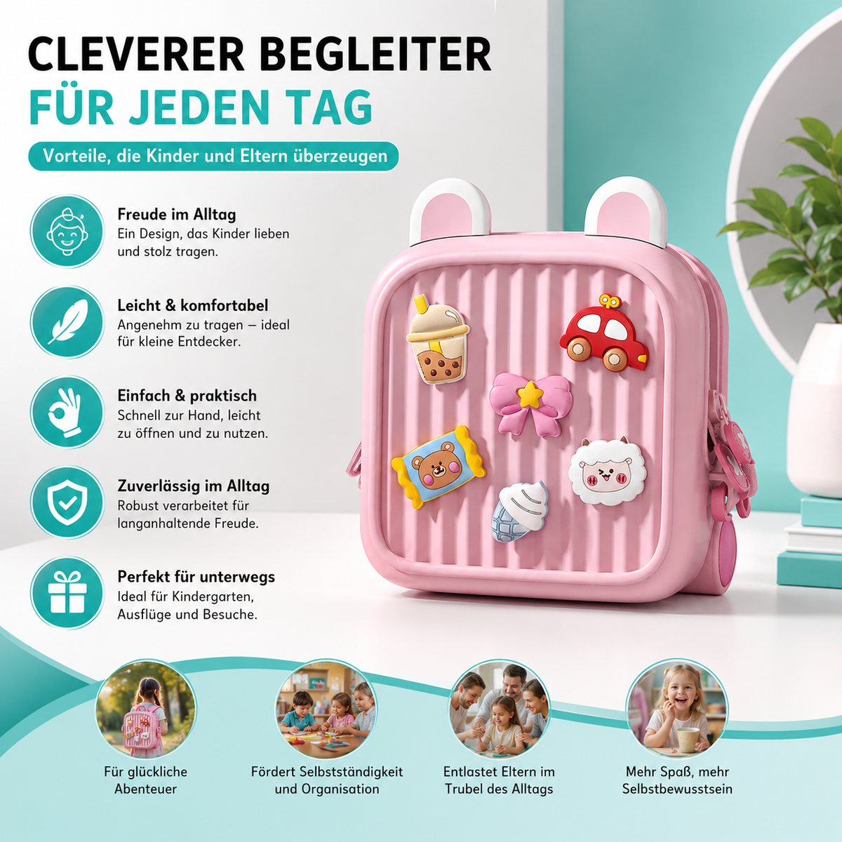Intelligenter Kinder-Rucksack mit Rückenstütze & DIY-Design