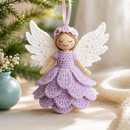 Crochet Angel Satz – Handgemachte Engel fürs Herz lila