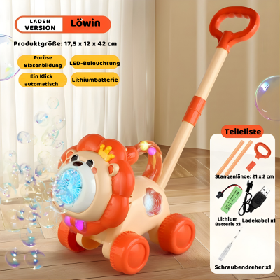Magische Bubble-Maschine für Kinder mit Licht & Schiebestange Orange