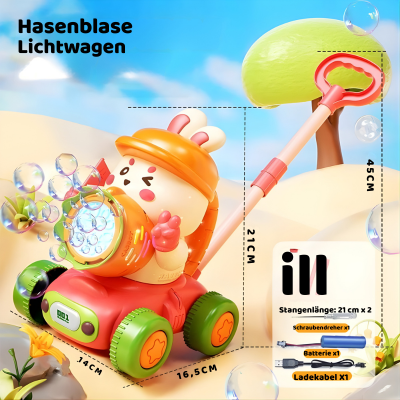 Magische Bubble-Maschine für Kinder mit Licht & Schiebestange Rosa