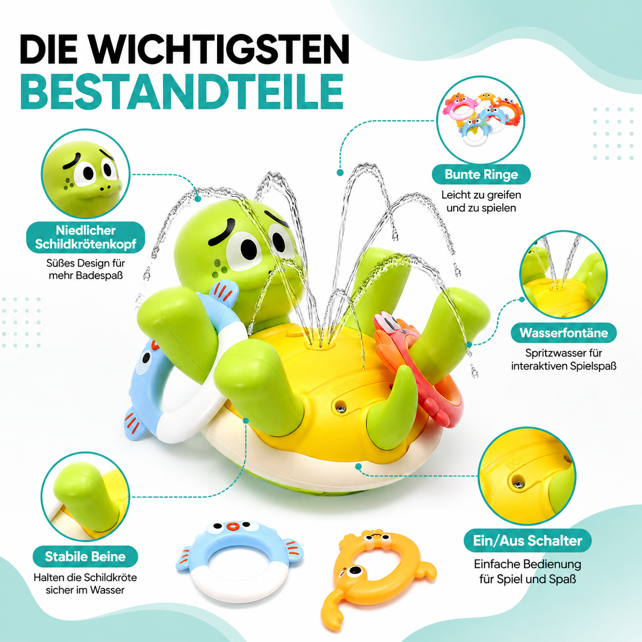 Wiederaufladbar Schildkröte Bad Spielzeug– Wasserfontäne & Spielspaß für Kinder