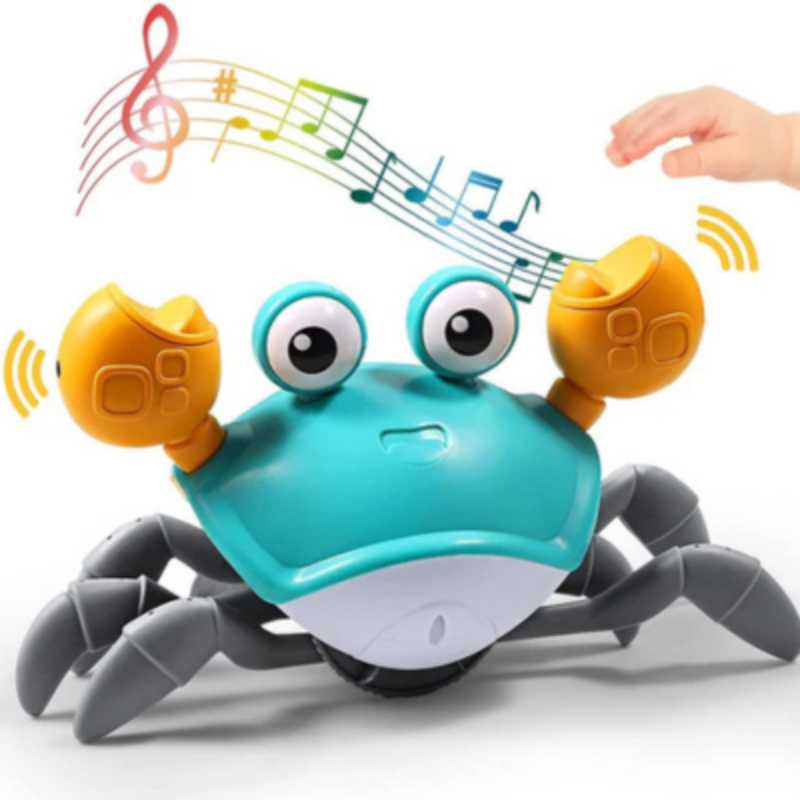 Interaktives Krabben Spielzeug für Babys mit Musik und LED Licht Grün