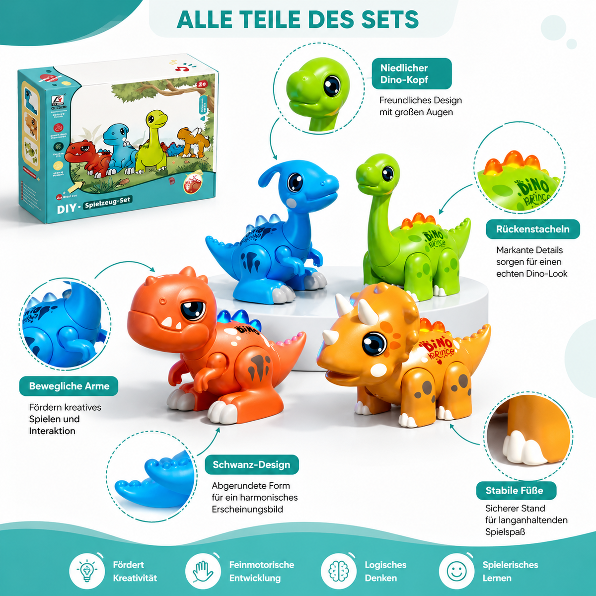 Interaktives Dino-Baukasten Spielzeug mit klang & Bewegung
