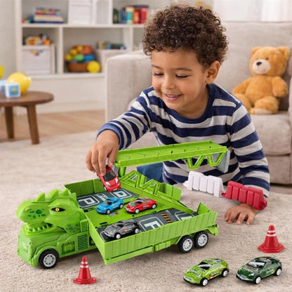 Dino Transporter Truck mit Rennautos & Garage