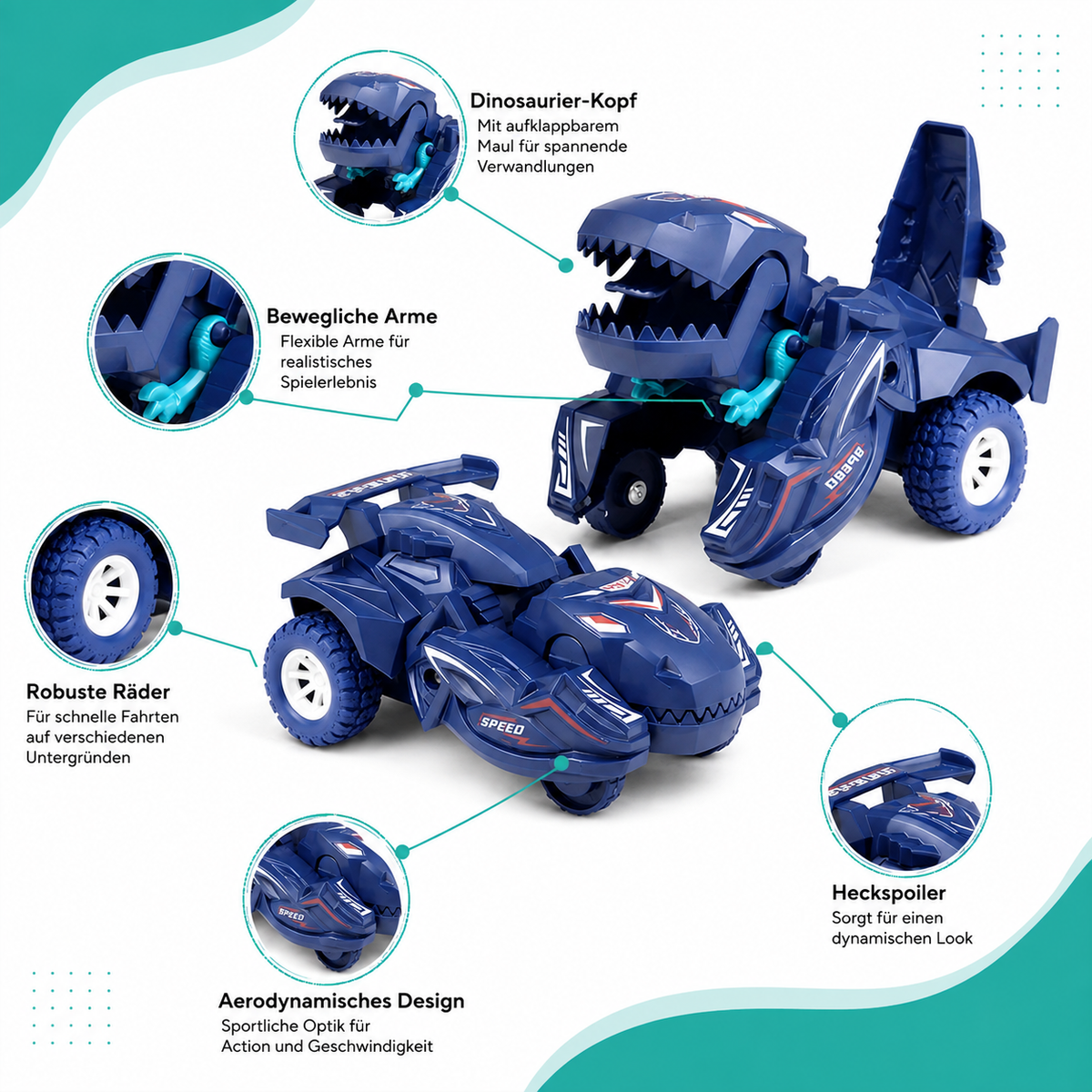 2-in-1 Dino Transformationsauto – Aktion, Geschwindigkeit & Überraschung