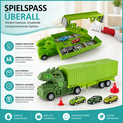 Dino Transporter Truck mit Rennautos & Garage