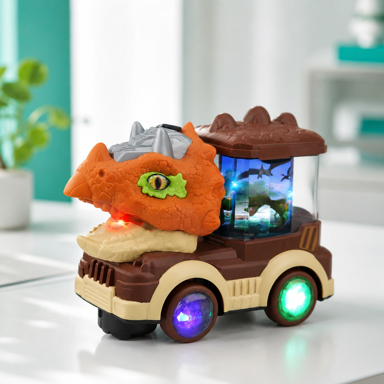 Elektrisches Dinosaurier-Spielzeugauto mit Licht & Musik für Kinder