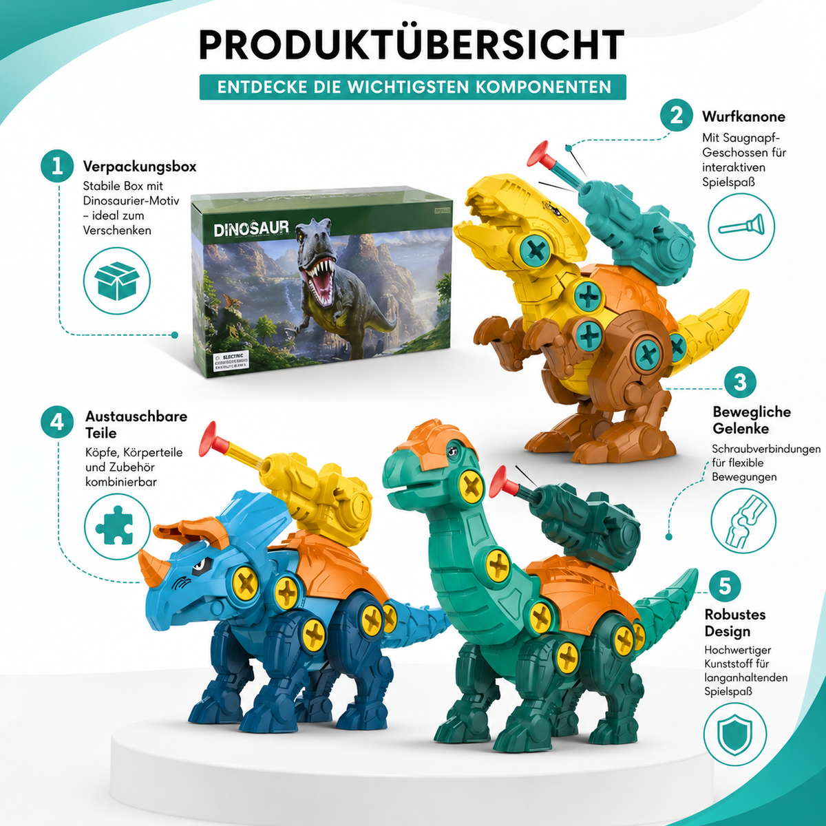 3-in-1 DIY Dino Schraubspielzeug – Lernen, Bauen & Staunen