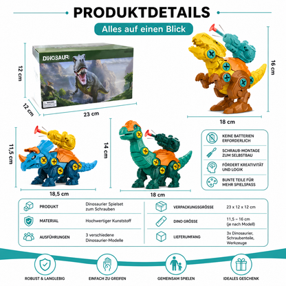 3-in-1 DIY Dino Schraubspielzeug – Lernen, Bauen & Staunen