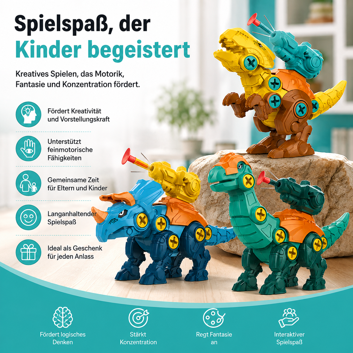 3-in-1 DIY Dino Schraubspielzeug – Lernen, Bauen & Staunen