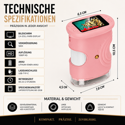 Tragbares Digitalmikroskop für Kinder & Erwachsene mit Display