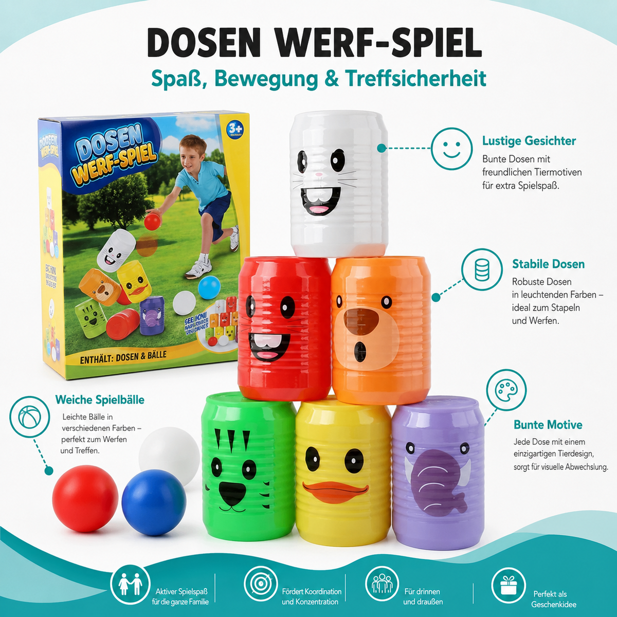 Interaktives Tier-Bowling Spiel für Kinder & Familie