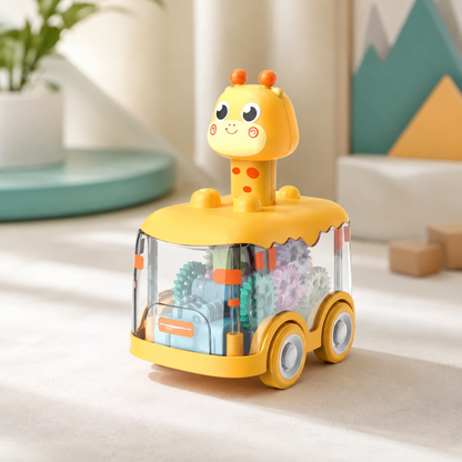 Drück-&-Go Auto – Tierdesign mit Licht & Rückziehmotor Hirschauto