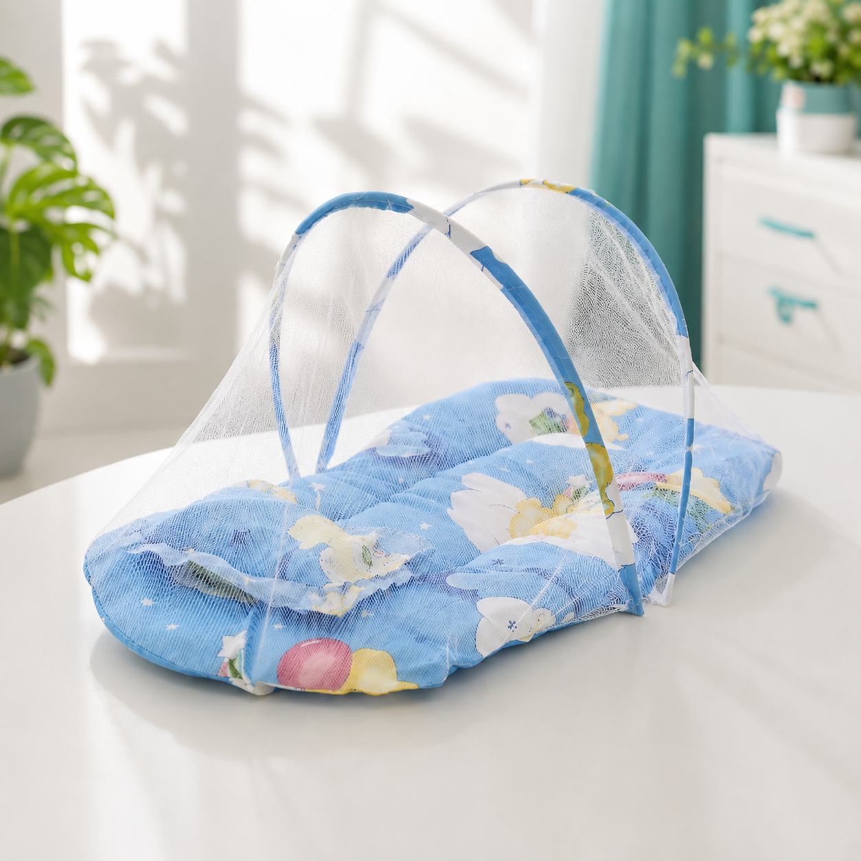 DreamSafe Baby Moskitonetz – Sicher & Atmungsaktiv Schlafen Blau