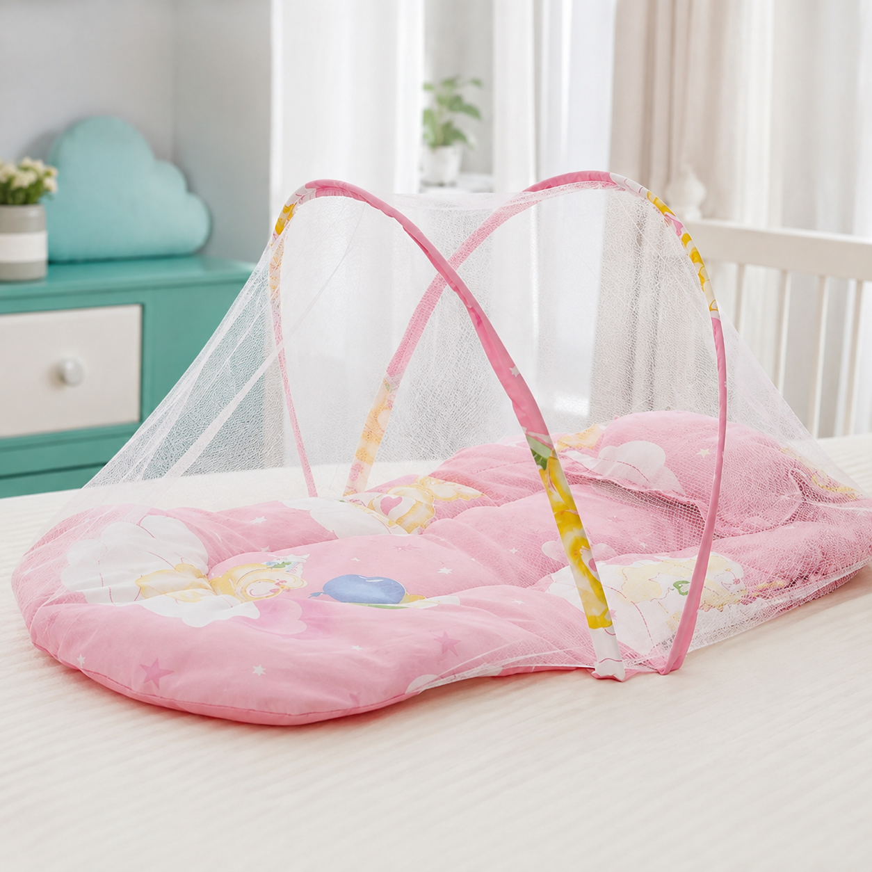 DreamSafe Baby Moskitonetz – Sicher & Atmungsaktiv Schlafen Rosa