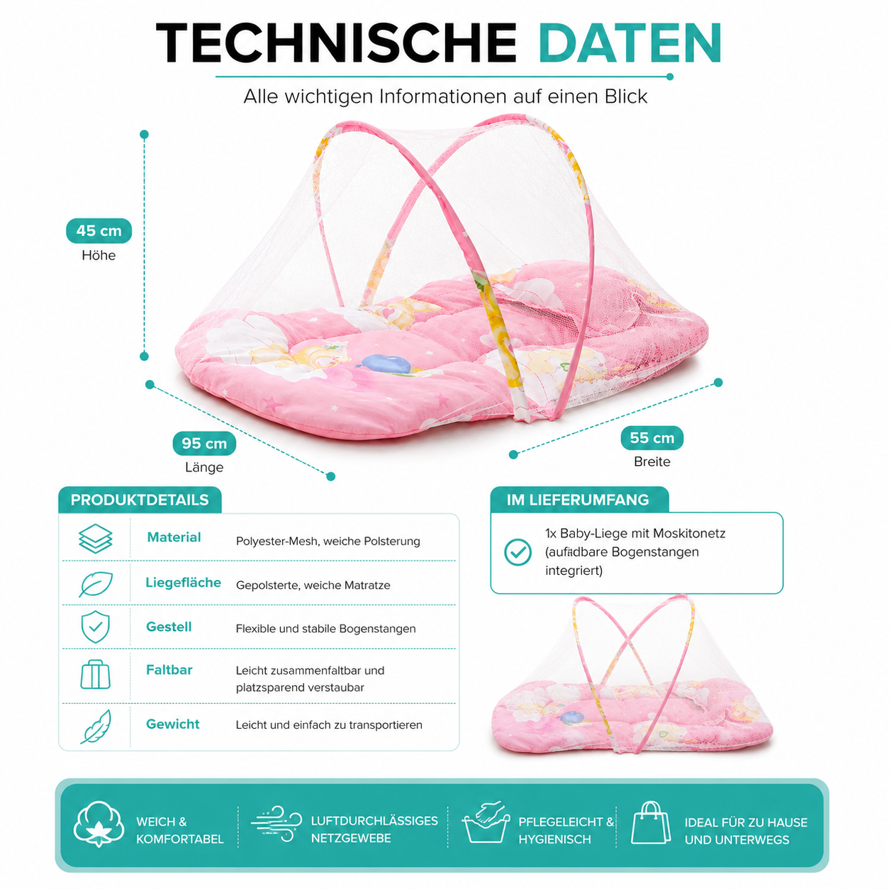 DreamSafe Baby Moskitonetz – Sicher & Atmungsaktiv Schlafen
