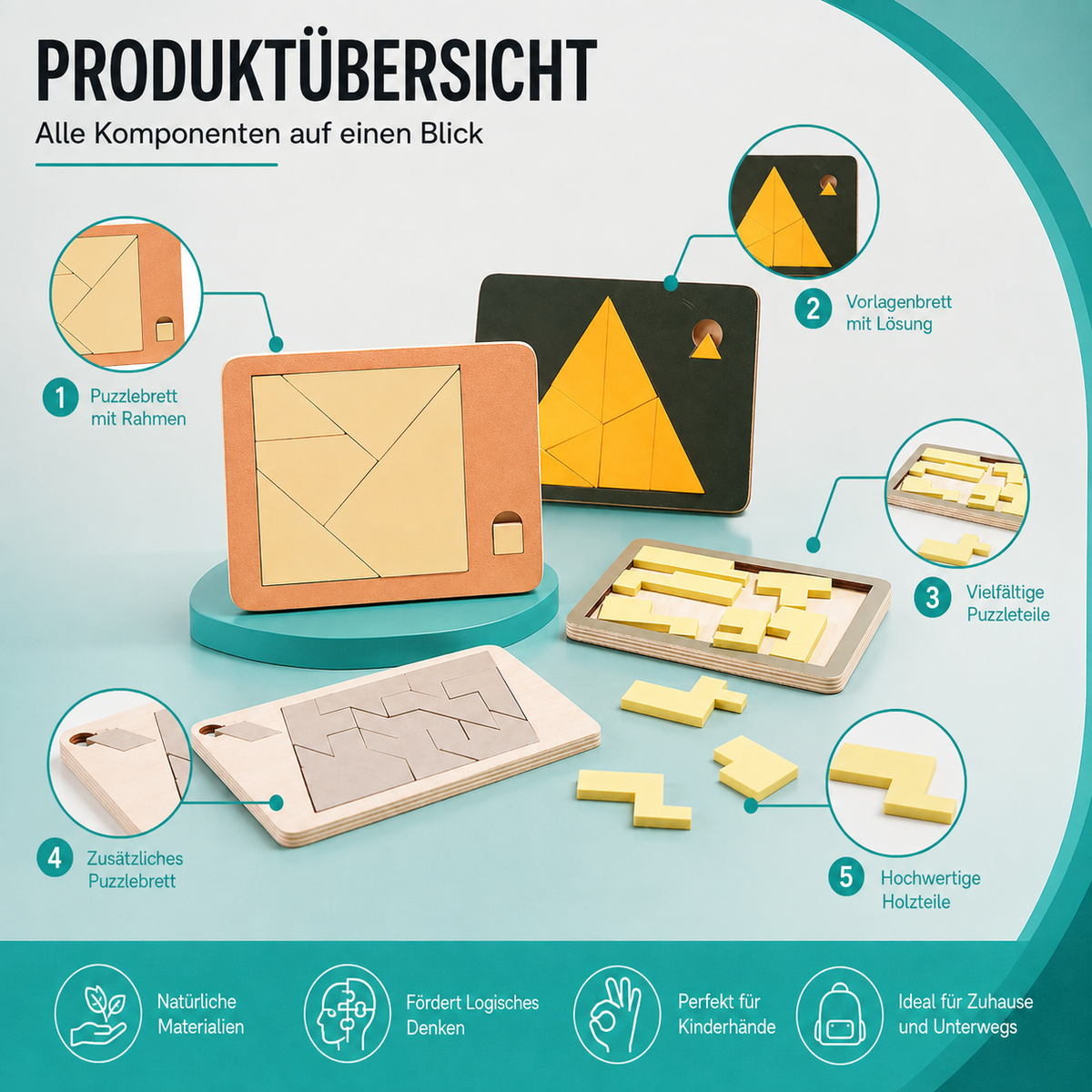 Geometrisches Puzzle mit gelben Dreiecksteilen.
