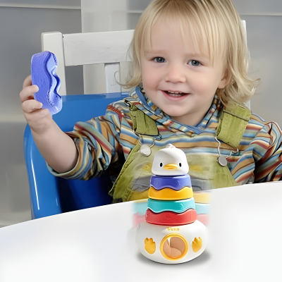 3-in-1 Stapelturm Spielzeug mit Ringen & Sortier-Eiern für Kleinkinder