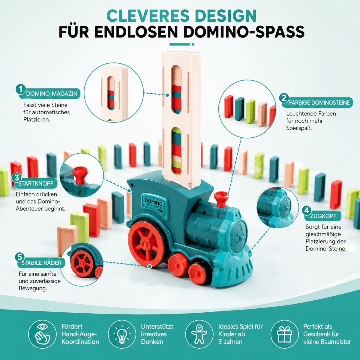 Automatisches Domino Legeauto mit Bausteinen