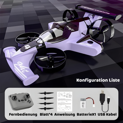 2-in-1 RC Flugzeug & Drift-Auto – Aktion in der Luft & Bin Boden Lila