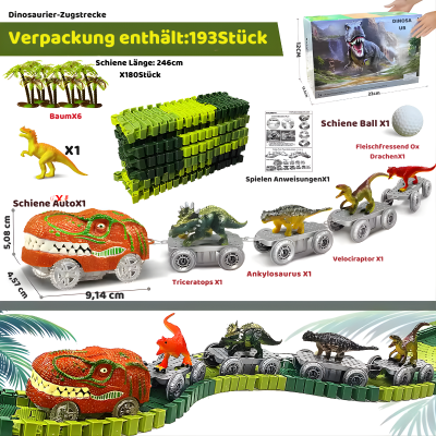 Dinosaur Zug Spielzeug – Rasante Abenteuer auf flexibler Rennstrecke 193 Stücke