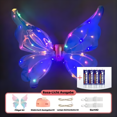Magische LED Schmetterlingsflügel – Bewegliche Fairy Wings für Kinder Rosa mit Batterie