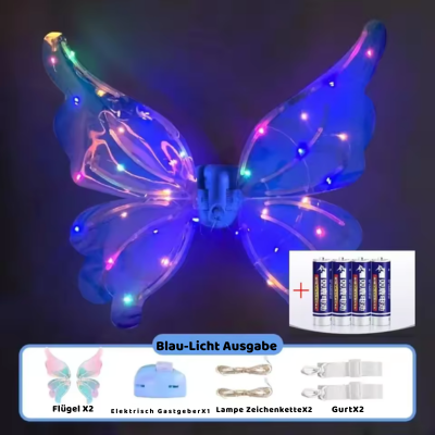 Magische LED Schmetterlingsflügel – Bewegliche Fairy Wings für Kinder Blau mit Batterie