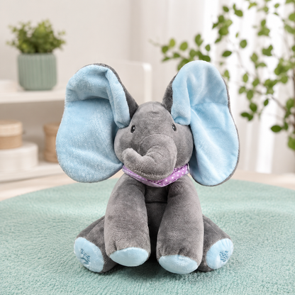 Versteckspiel Elefant Singt, Bewegt Ohren & Bringt Babys zum Lachen! Blau 30 cm